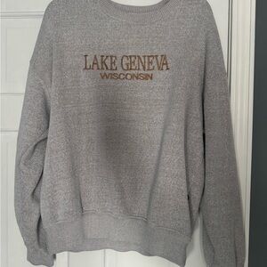 Lake Geneva Wisconsin Gray Crewneck Sweater